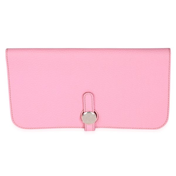 115240 fv Hermès 5P Pink Togo Dogon Recto Verso Wallet PHW