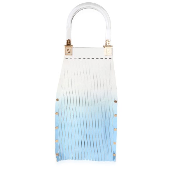 115375 fv Fendi Blue Gradient Laser Cut Patent Suede Sunny Top Handle Bag