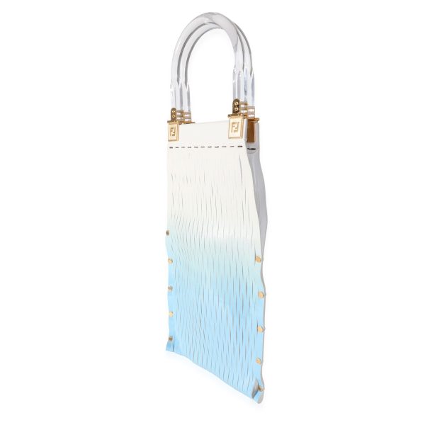 115375 sv Fendi Blue Gradient Laser Cut Patent Suede Sunny Top Handle Bag