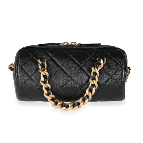 115383 pv Chanel Black Quilted Shiny Lambskin Small Fashion Therapy Bowling Bag