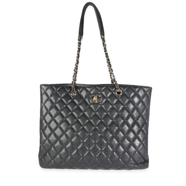 115495 fv Chanel Black Quilted Caviar Large Shopping Bag