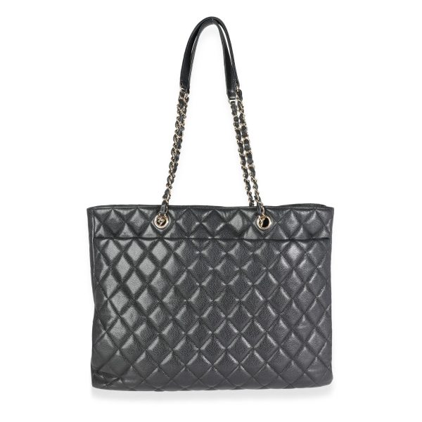 115495 pv Chanel Black Quilted Caviar Large Shopping Bag