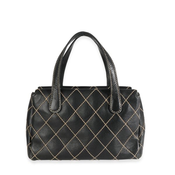 115550 pv Chanel Black Calfskin Wild Stitch Tote