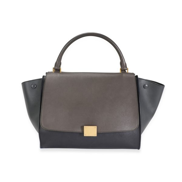 115557 fv 4f7b51b5 d3c6 4ff0 b4c2 c64827f63ea6 Celine Gray Navy Smooth Calfskin Medium Trapeze