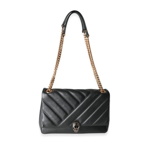 115752 bv 4ad3f8f6 9b43 4a6e 91ba 970aea886e62 Bvlgari Black Leather Serpenti Cabochon Shoulder Bag