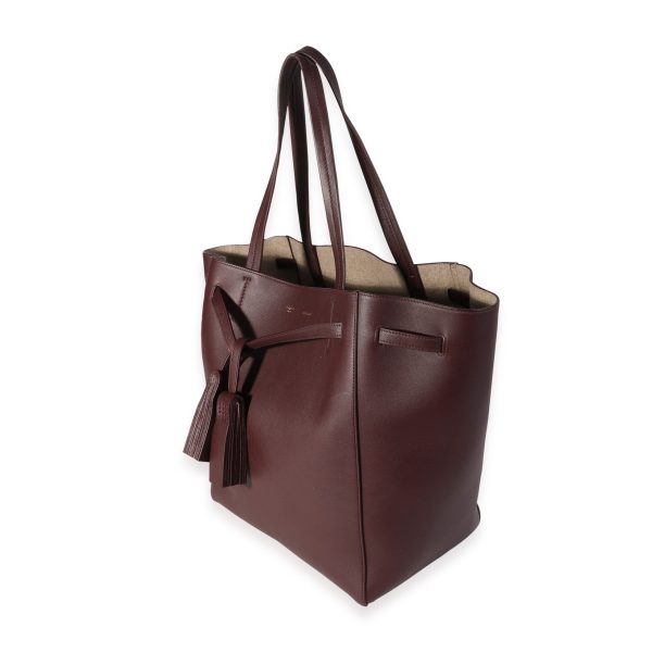 115974 sv Celine Eggplant Leather Medium Cabas Phantom Tote