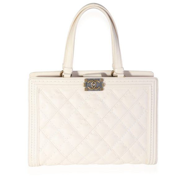 116102 fv Chanel Cream Large Boy Shopping Tote