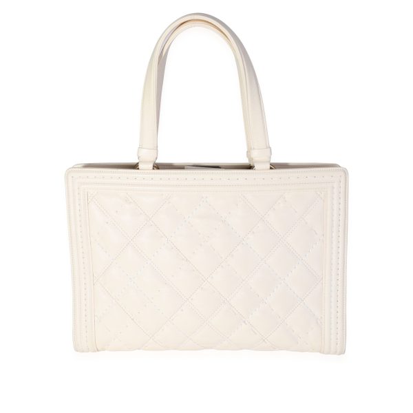 116102 pv Chanel Cream Large Boy Shopping Tote