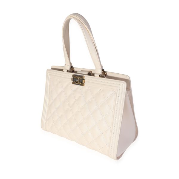 116102 sv Chanel Cream Large Boy Shopping Tote