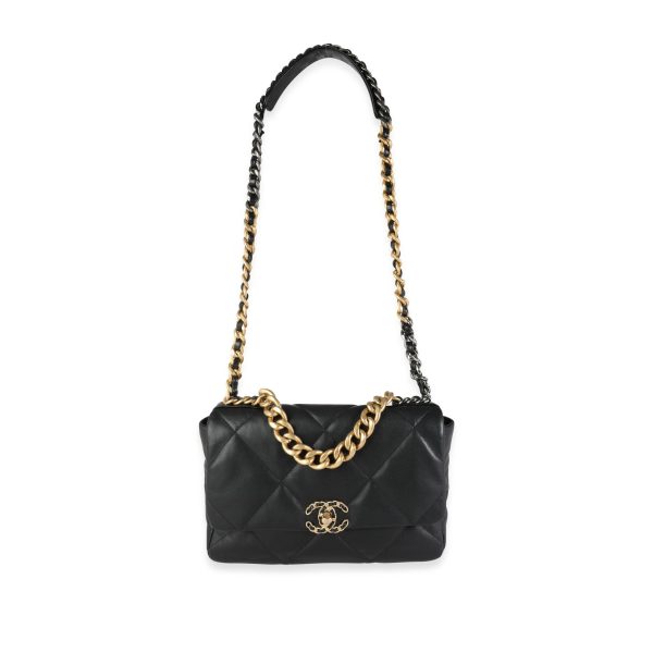 116145 bv Chanel Black Quilted Lambskin Large Chanel 19 Bag