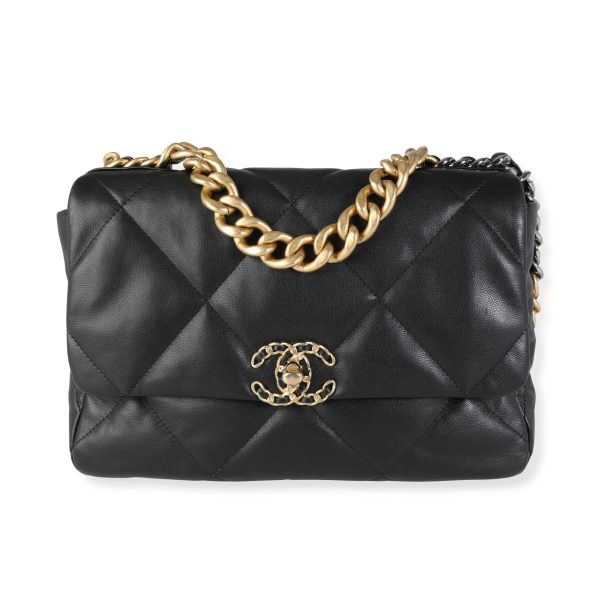 116145 fv Chanel Black Quilted Lambskin Large Chanel 19 Bag