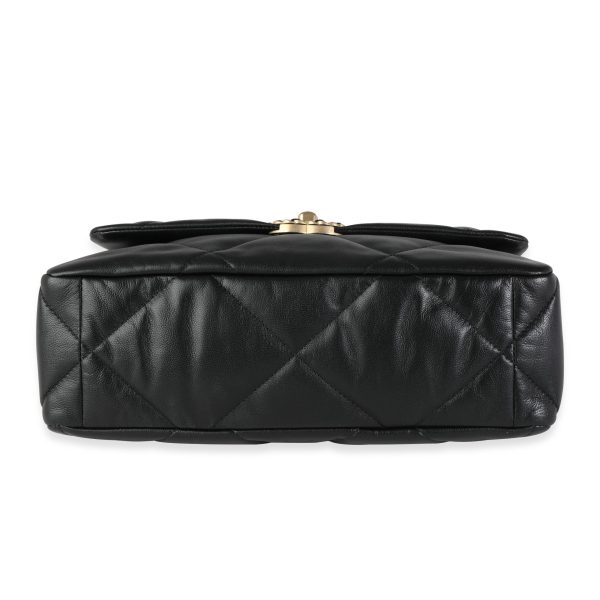 116145 stamp Chanel Black Quilted Lambskin Large Chanel 19 Bag