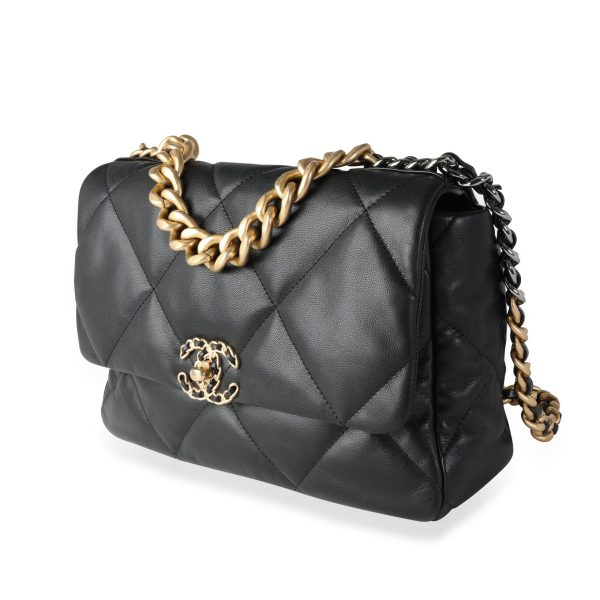 116145 sv Chanel Black Quilted Lambskin Large Chanel 19 Bag