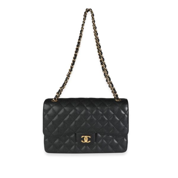 116152 bv Chanel Black Quilted Caviar Jumbo Classic Double Flap Bag