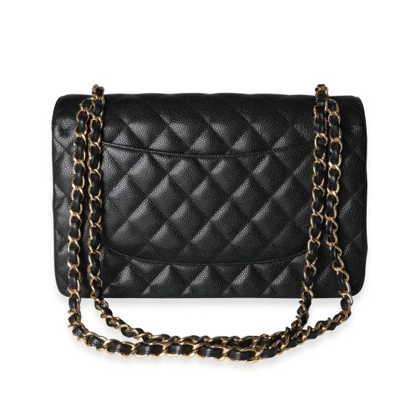 116152 pv Chanel Black Quilted Caviar Jumbo Classic Double Flap Bag