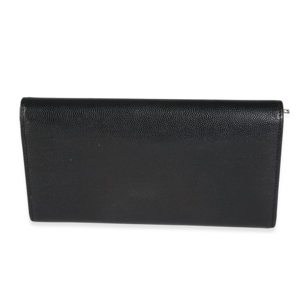 116155 pv Saint Laurent Black Grain De Poudre Leather Studded Classic Marquage Flap Wallet