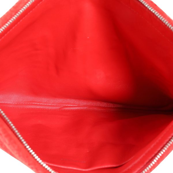 116265 av Balenciaga Red Shearling Pouch Clutch