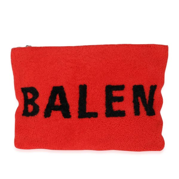 116265 fv Balenciaga Red Shearling Pouch Clutch