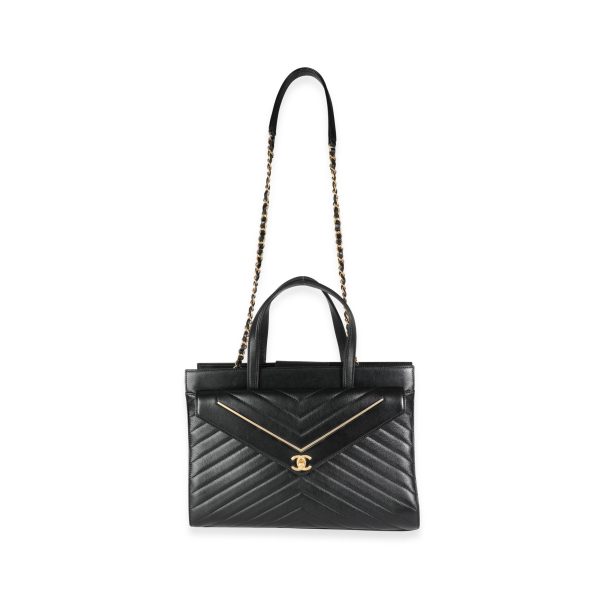 116314 bv dadfe6c9 77b5 4c3b 98a6 091cf34d8962 Chanel Black Lambskin Chevron Quilted Shopping Bag