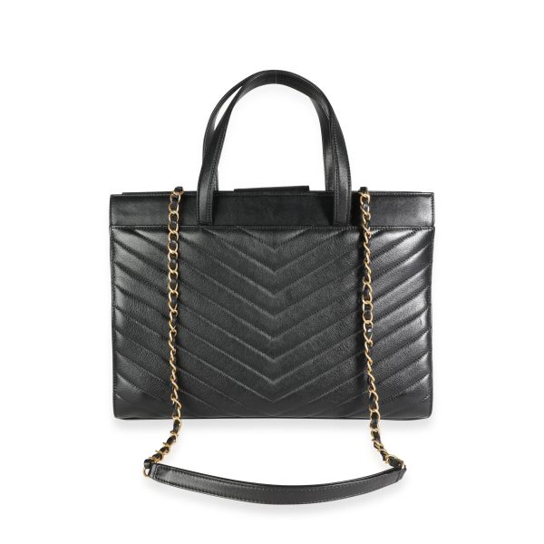 116314 pv 3d1e07db bc12 4739 85b7 a89619a6c390 Chanel Black Lambskin Chevron Quilted Shopping Bag