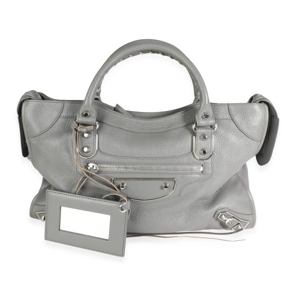 116315 fv dadf574c 5c8e 4c9e bdf3 f7794ba55b4f Balenciaga Gris Taupe Chèvre Leather Metallic Edge City Bag