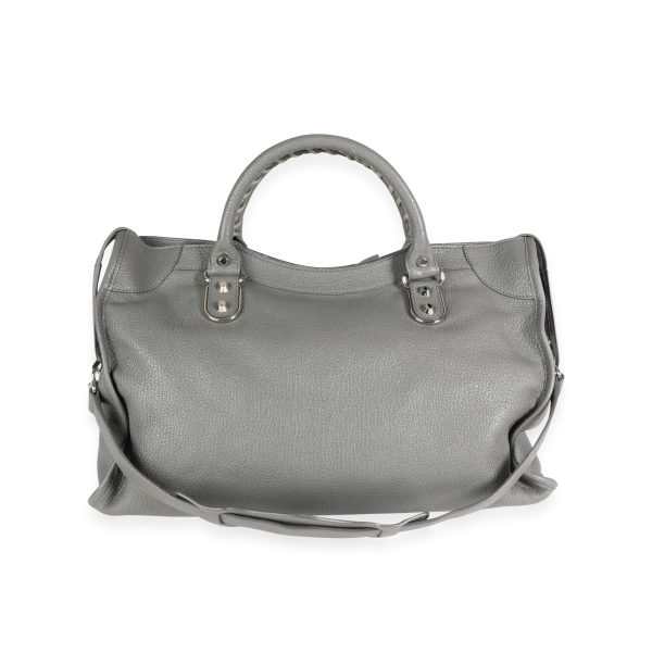 116315 pv cb301df5 e21a 4462 ad27 42d3482e5d6e Balenciaga Gris Taupe Chèvre Leather Metallic Edge City Bag