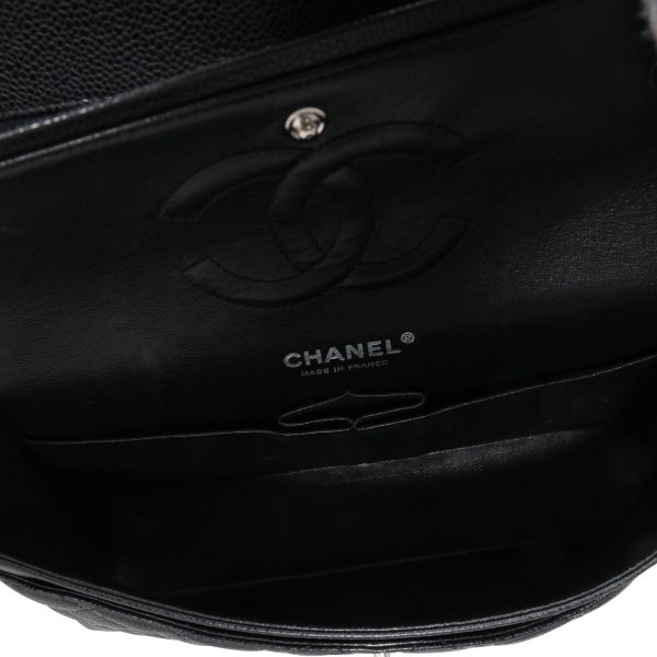 116369 av Chanel Black Quilted Caviar Medium Classic Double Flap with Bijoux Chain