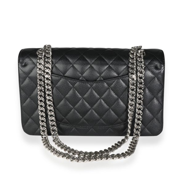 116369 pv Chanel Black Quilted Caviar Medium Classic Double Flap with Bijoux Chain