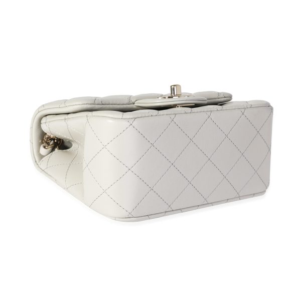 116373 clasp 51c2525f bb77 400a 864a b5f8b5e1fc55 Chanel Light Grey Quilted Lambskin Mini Square Classic Flap Bag