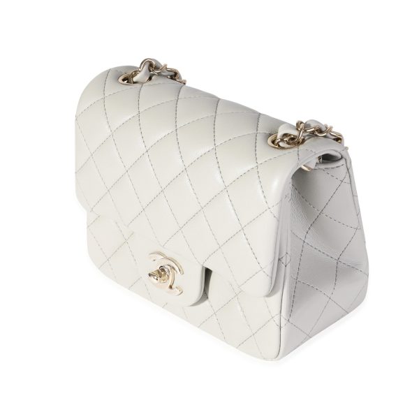 116373 sv 1a132c7c a014 42be 8cf0 1565cbc3c65e Chanel Light Grey Quilted Lambskin Mini Square Classic Flap Bag