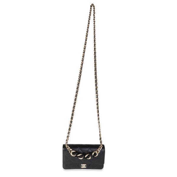 116383 bv Chanel Black Lambskin Elegant Chain WOC