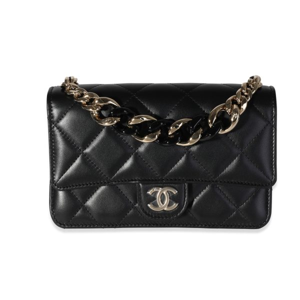 116383 fv Chanel Black Lambskin Elegant Chain WOC