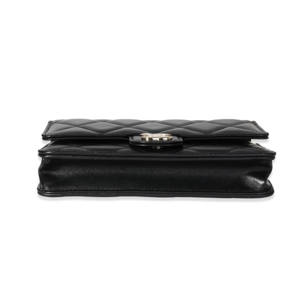 116383 stamp Chanel Black Lambskin Elegant Chain WOC