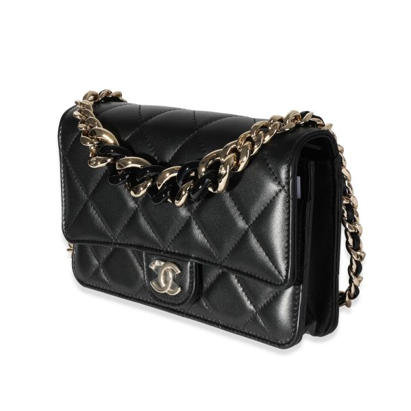 116383 sv Chanel Black Lambskin Elegant Chain WOC