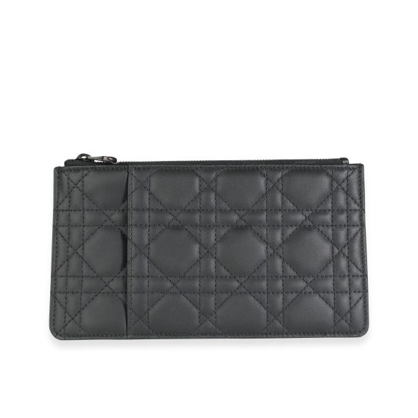 116387 fv Dior Black Cannage Zipped Card Holder Wallet