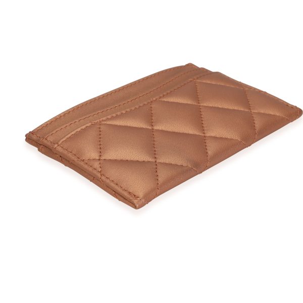 116392 clasp f901be05 d814 441f a341 198e05ed1139 Chanel Bronze Quilted Lambskin Leather Card Holder