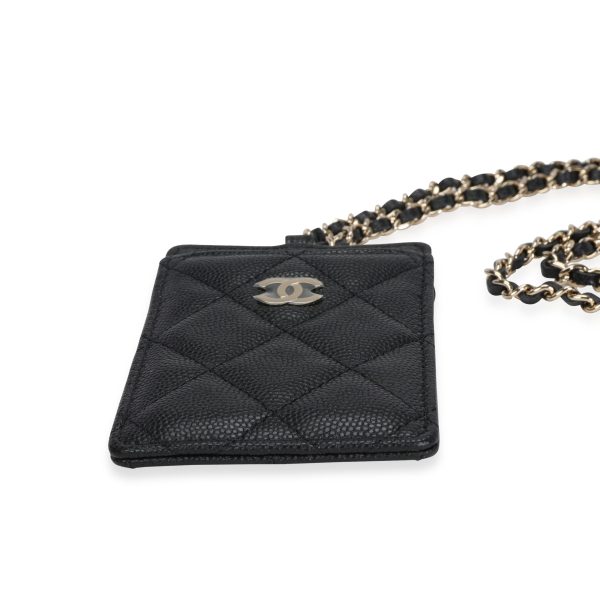 116394 stamp 0ab4a76d 8f77 4638 9eea 7582dfefff67 Chanel Black Quilted Caviar Card Holder On Chain