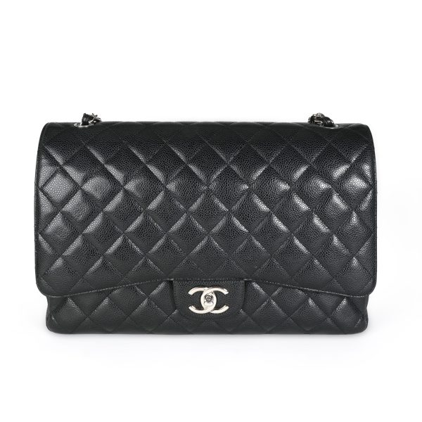 116398 fv 0cf89b81 e1ac 4dc7 b08e adbf3cb62f70 Chanel Black Quilted Caviar Maxi Classic Double Flap Bag