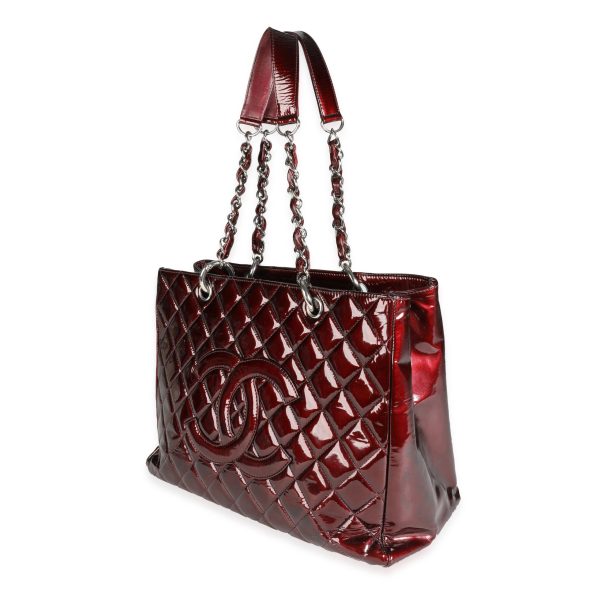 116459 sv 0687fac6 a037 4046 bb51 523aea2421eb Chanel Burgundy Quilted Patent Leather Grand Shopping Tote