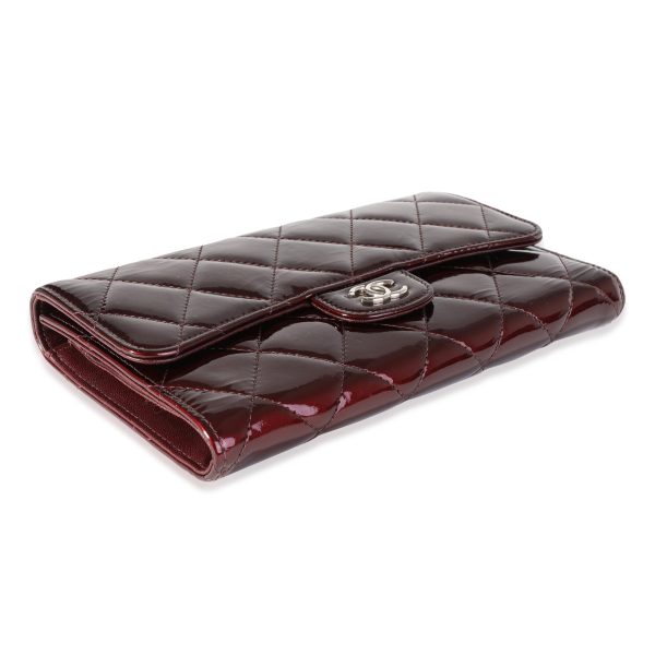 116460 box Chanel Burgundy Quilted Patent Leather Medium Flap Wallet