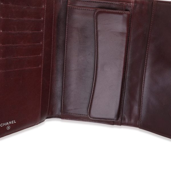 116460 bv Chanel Burgundy Quilted Patent Leather Medium Flap Wallet