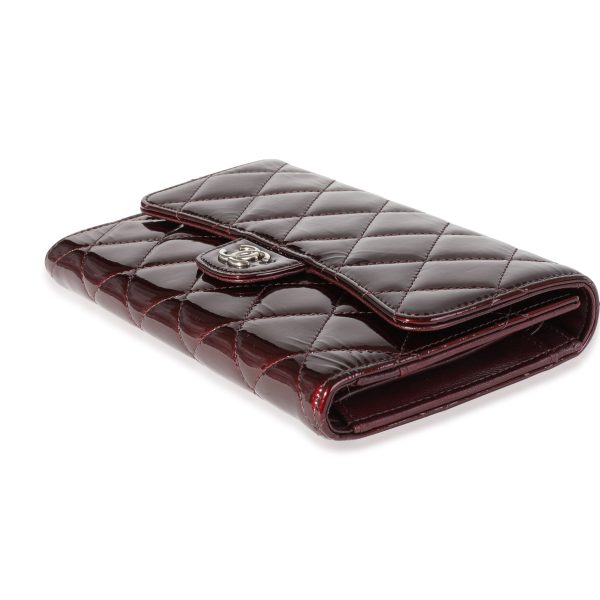 116460 clasp Chanel Burgundy Quilted Patent Leather Medium Flap Wallet