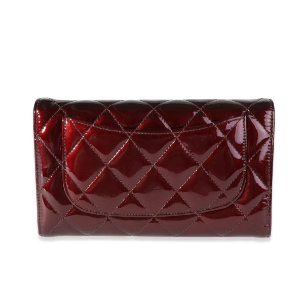 116460 pv Chanel Burgundy Quilted Patent Leather Medium Flap Wallet