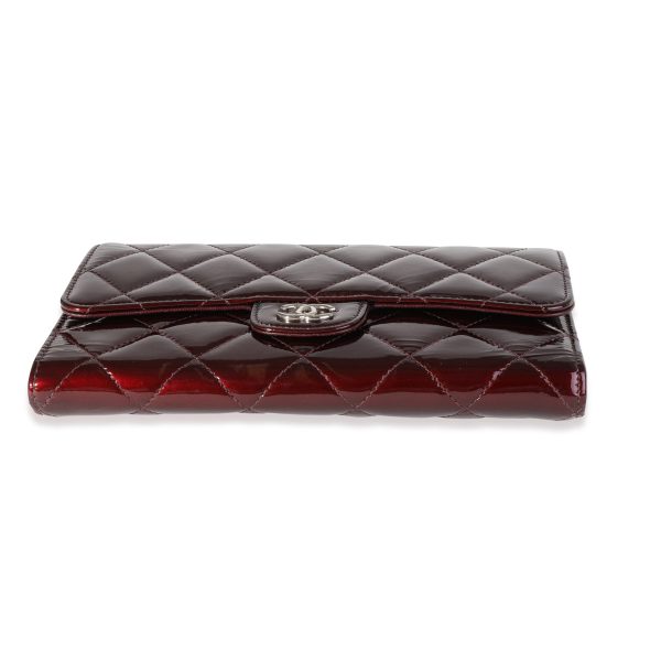 116460 stamp Chanel Burgundy Quilted Patent Leather Medium Flap Wallet