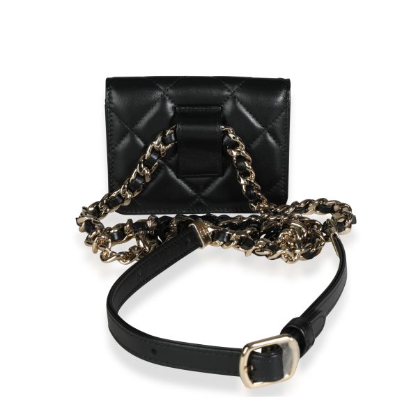 116594 bv Chanel Black Quilted Lambskin Elegant Chain Mini Belt Bag