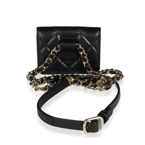 116594 bv f2740b89 274a 40b6 9698 559dfd4996cf Chanel Black Quilted Lambskin Elegant Chain Mini Belt Bag