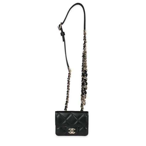 116594 pv Chanel Black Quilted Lambskin Elegant Chain Mini Belt Bag