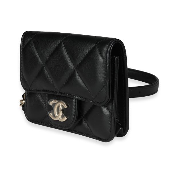 116594 sv 6ee91071 c498 4845 9690 139ad153a0c3 Chanel Black Quilted Lambskin Elegant Chain Mini Belt Bag