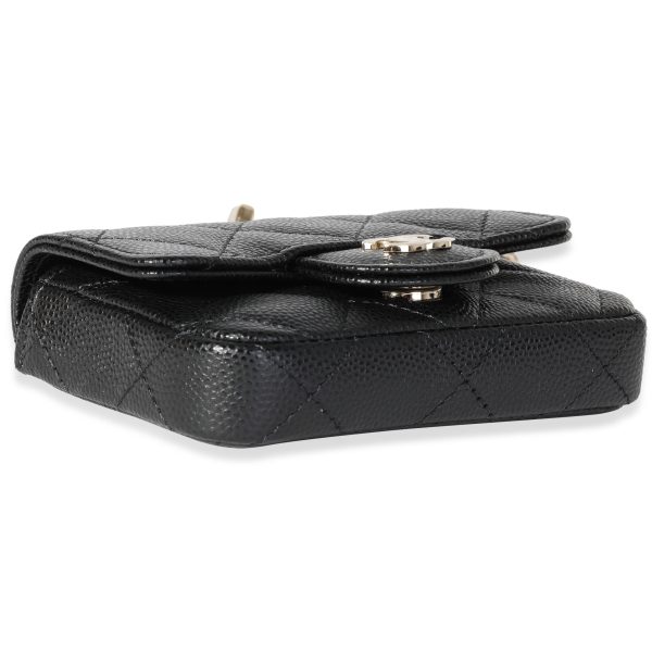 116599 clasp Chanel Black Quilted Caviar Classic Mini Chain Belt Bag