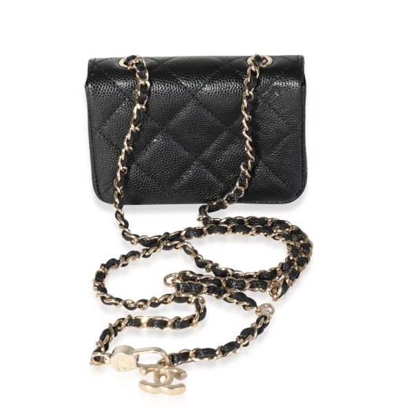 116599 pv Chanel Black Quilted Caviar Classic Mini Chain Belt Bag